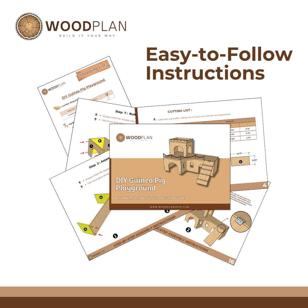 Guinea Pig Playground Plans PDF – DIY Wooden Castle & Hideouts
