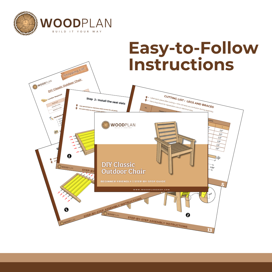 DIY Classic Outdoor Chair Plan | Slatted Wooden Armchair PDF | Beginner Woodworking Project