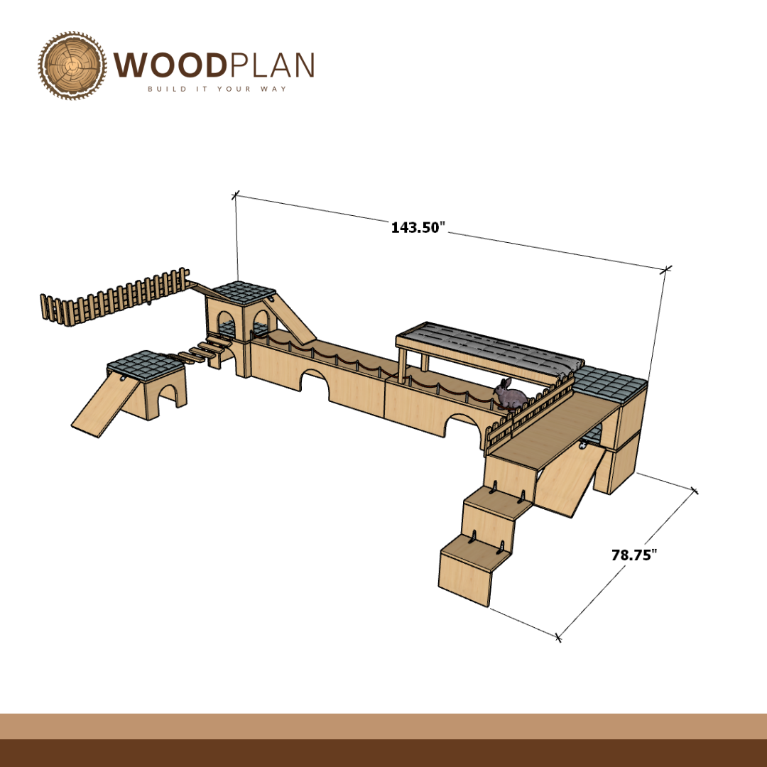 DIY Bunny Playground Plan PDF | Rabbit Run & Hideout Woodworking Plan