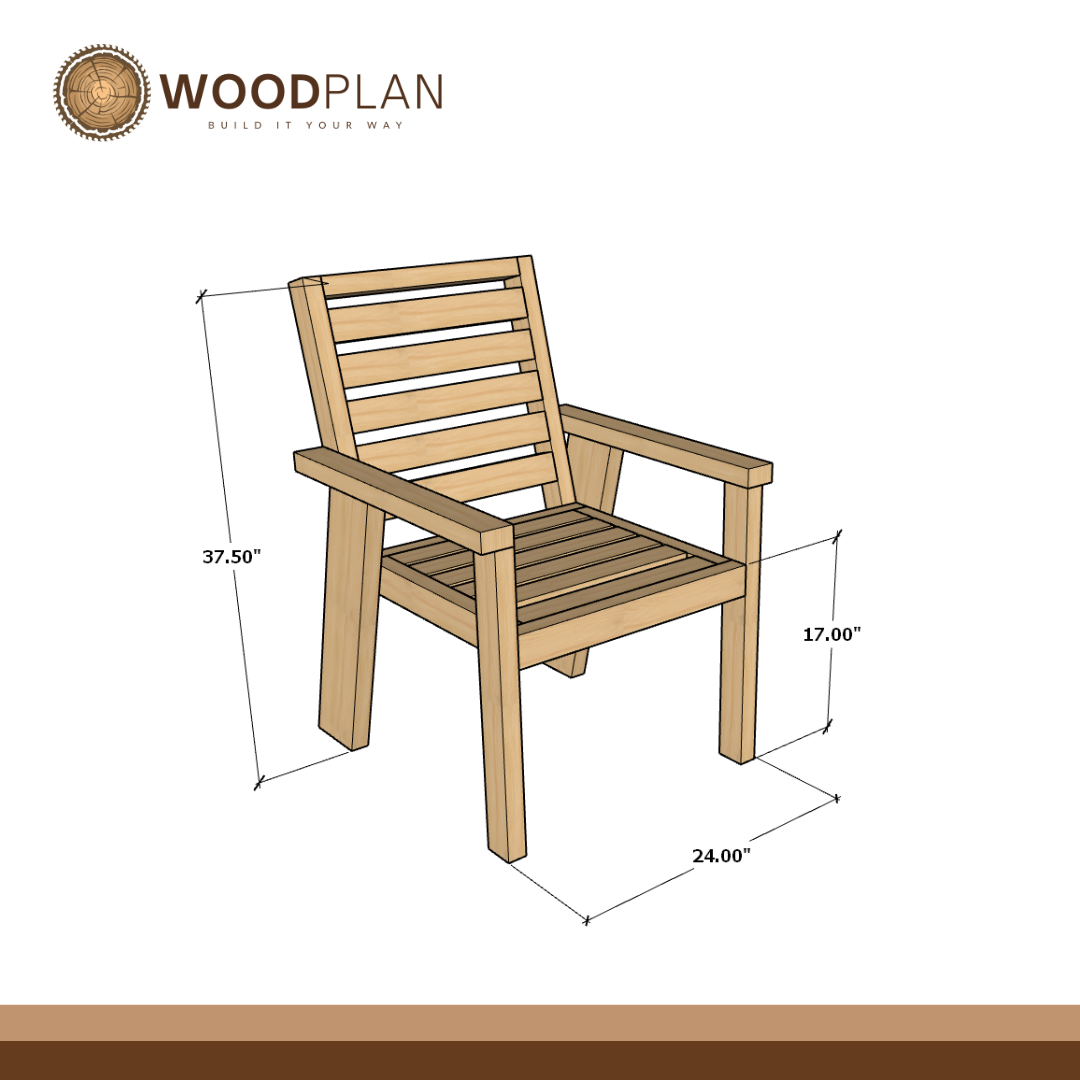 DIY Classic Outdoor Chair Plan | Slatted Wooden Armchair PDF | Beginner Woodworking Project