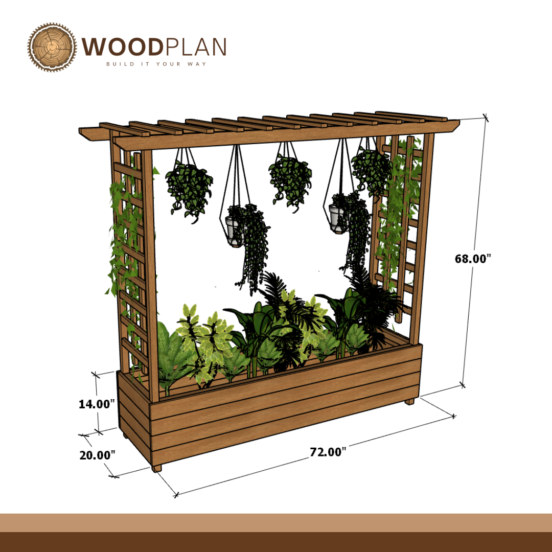 Tall Planter Box with Trellis Plans PDF – DIY Garden Privacy Screen