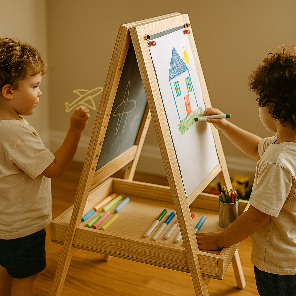 Foldable Double-Sided Kids’ Easel – Adjustable, Space-Saving DIY Woodworking Plan