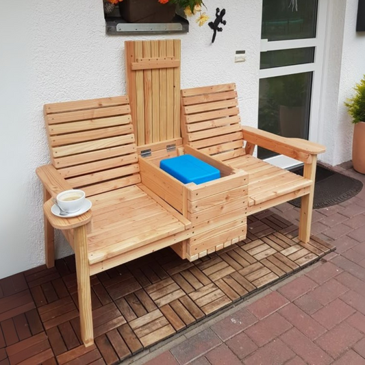 3-in-1 Double Bench PDF Plan – DIY Cooler Bench & Table – Outdoor Woodworking Project for Backyard