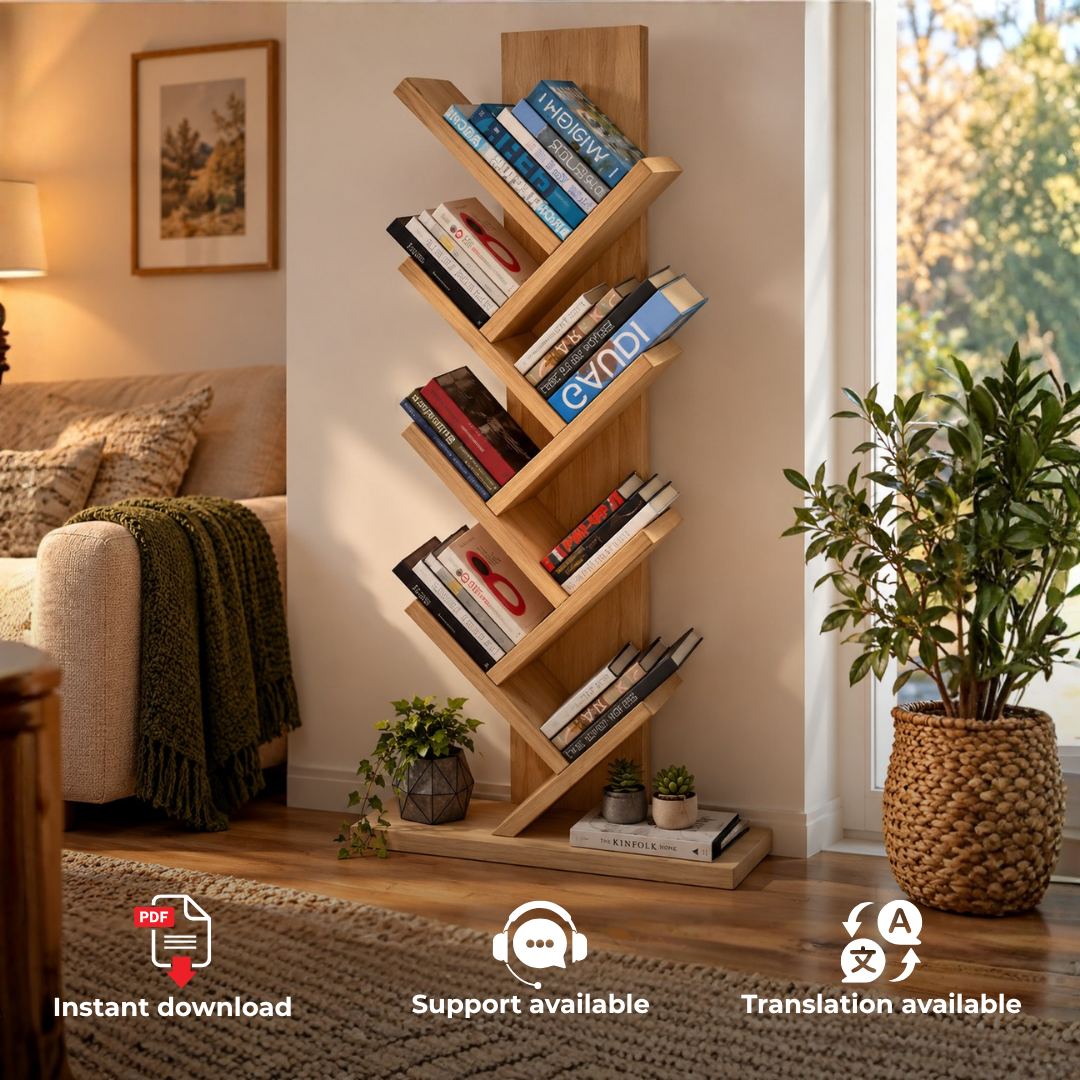 Tree Bookshelf Plans PDF – DIY Freestanding Branch Bookcase