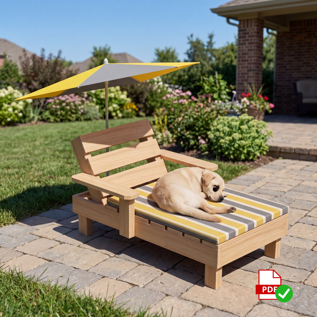 DIY Dog Lounge Chair Plan | Wooden Pet Furniture Woodworking Guide (PDF Download)