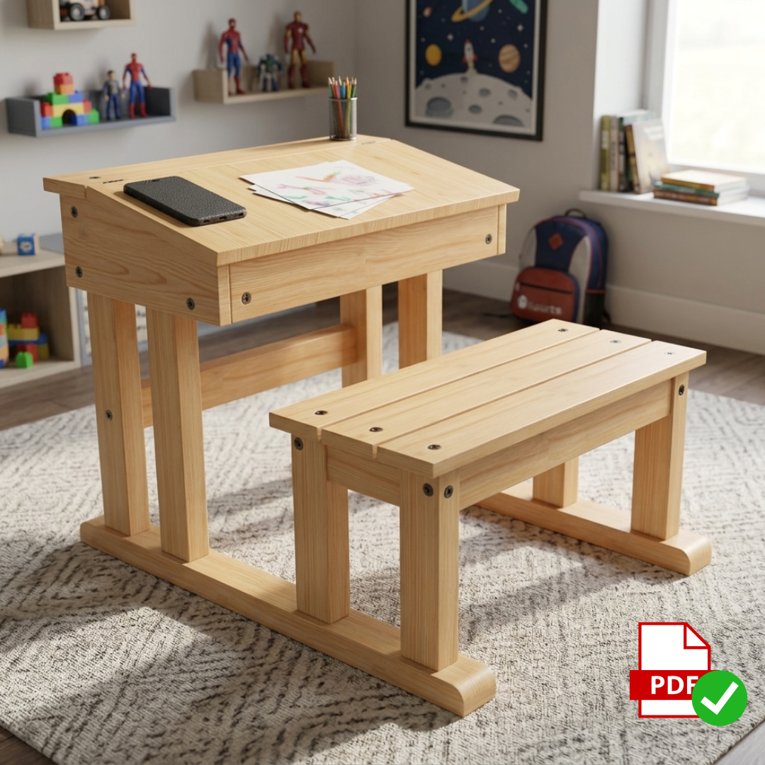 Kid’s School Desk with Storage : DIY Printable Woodworking Plan (PDF Download)