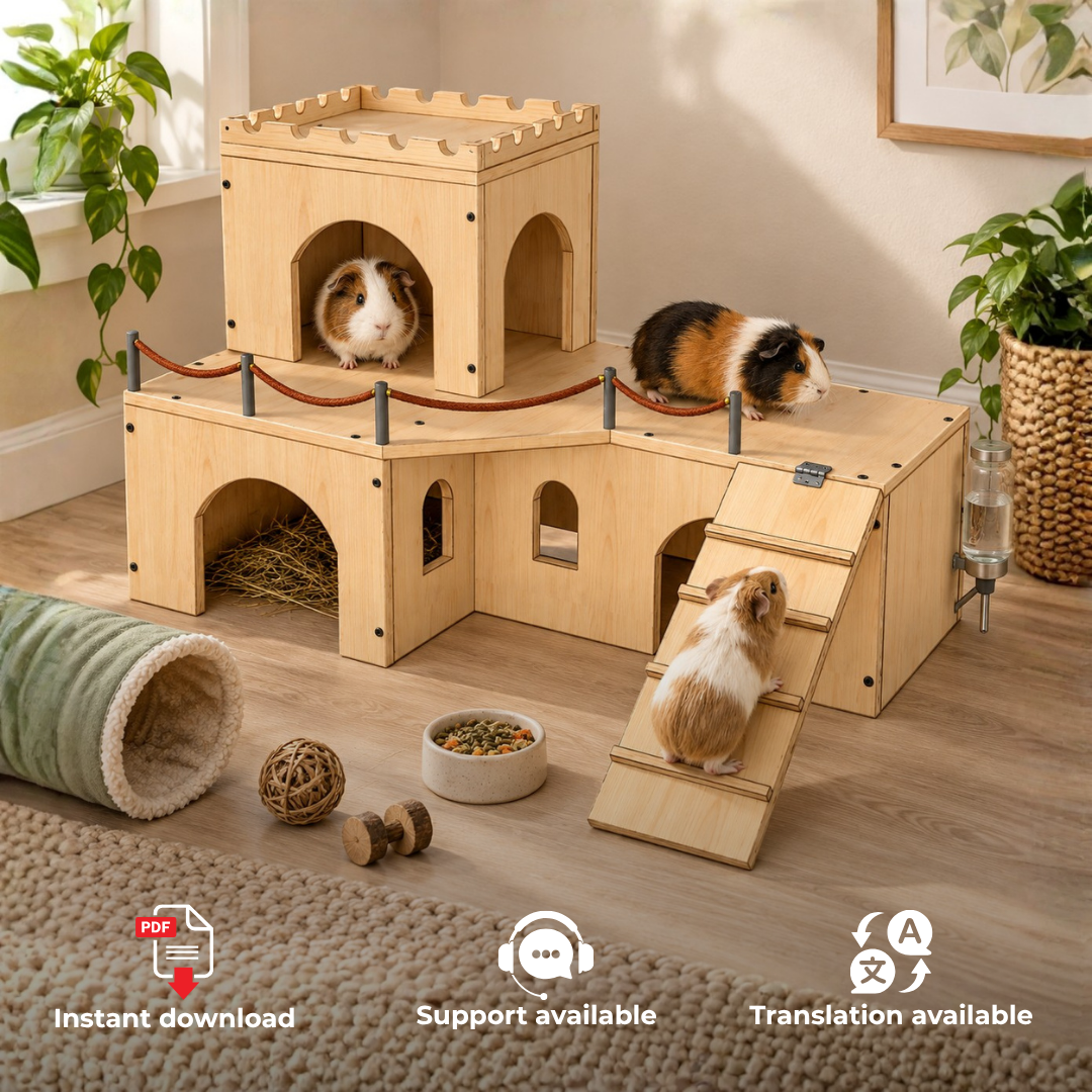Guinea Pig Playground Plans PDF – DIY Wooden Castle & Hideouts