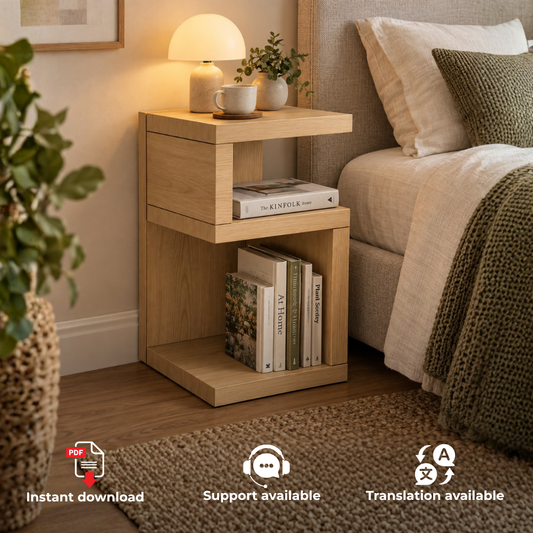 Narrow Side Table Plans PDF – DIY Chairside Table with Storage Cubby
