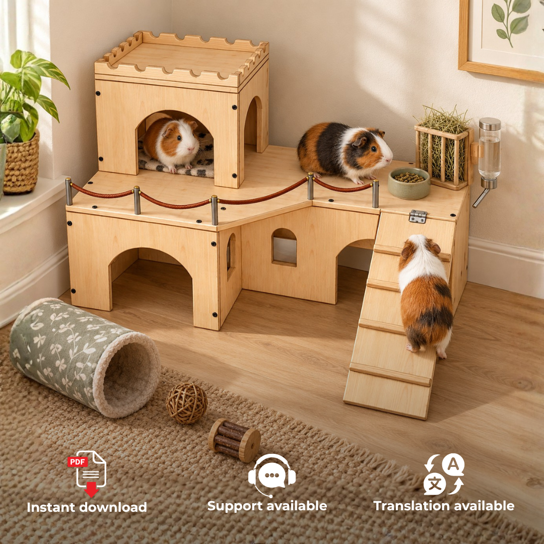 Guinea Pig Playground Plans PDF – DIY Wooden Castle & Hideouts