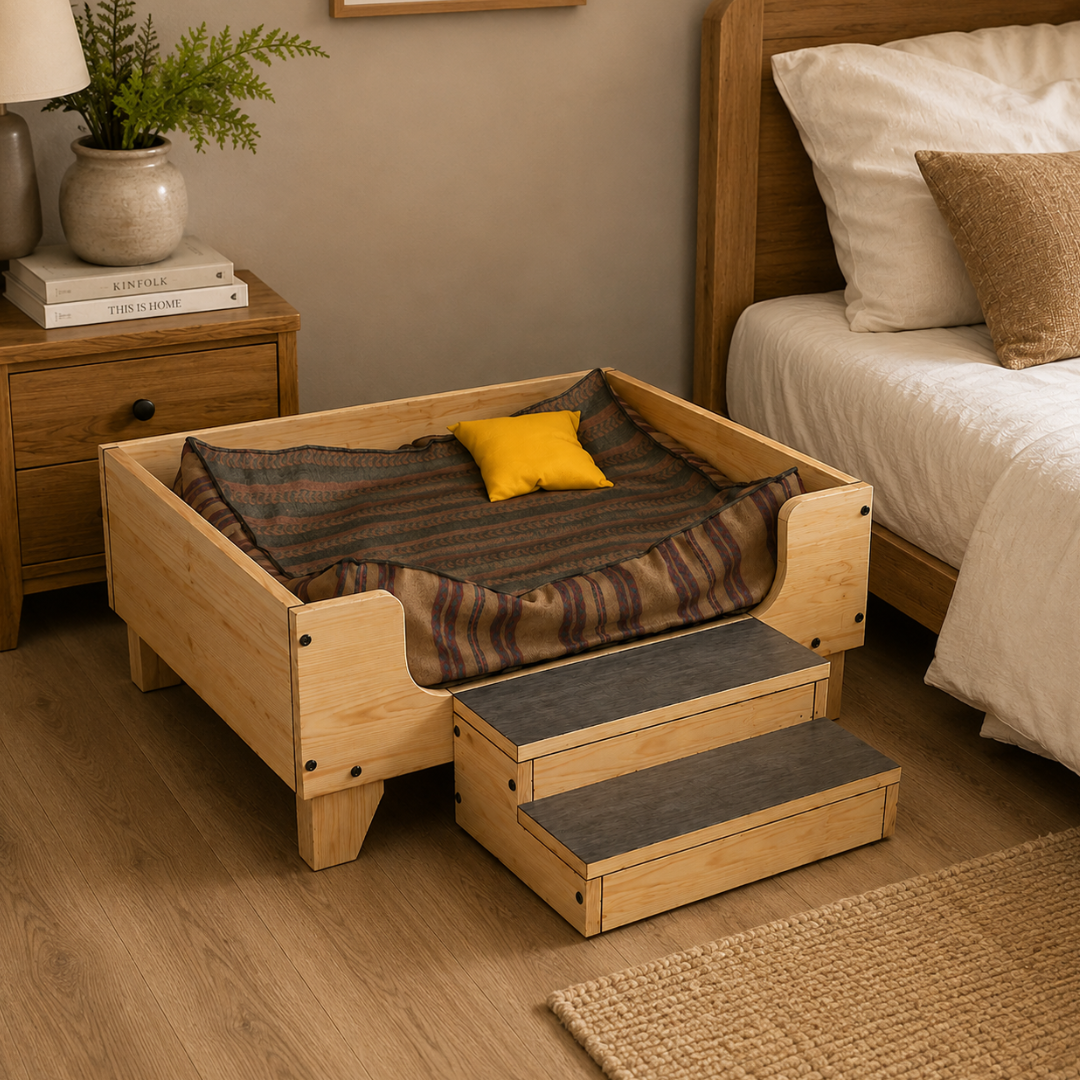 Cozy Dog Bed with Stairs: DIY Printable Woodworking Plan (PDF Download)