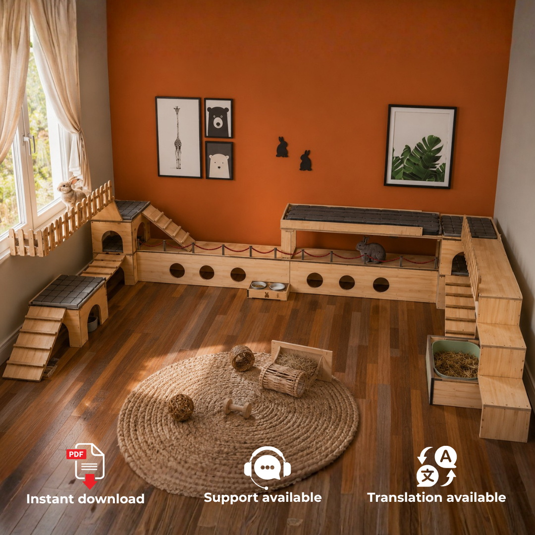 DIY Bunny Playground Plan PDF | Rabbit Run & Hideout Woodworking Plan