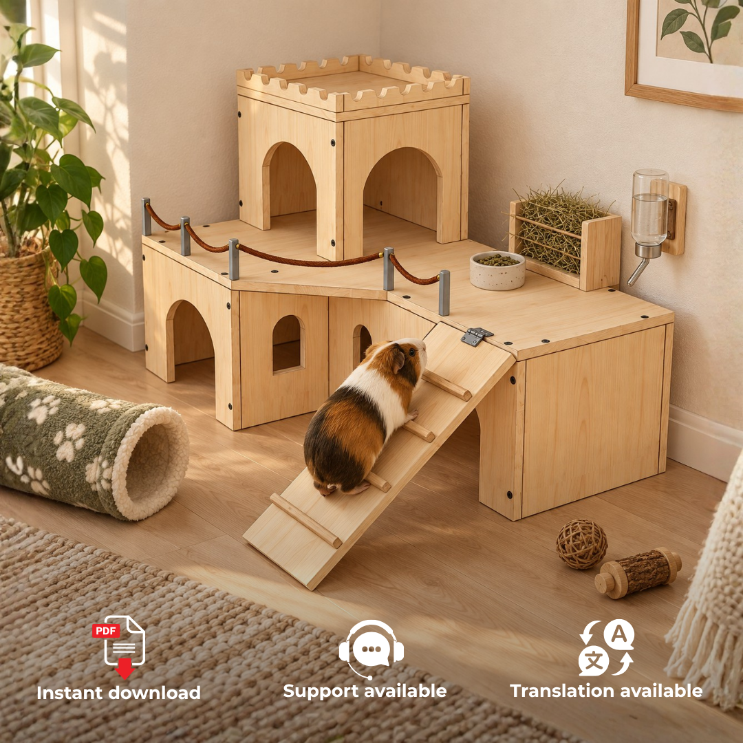 Guinea Pig Playground Plans PDF – DIY Wooden Castle & Hideouts