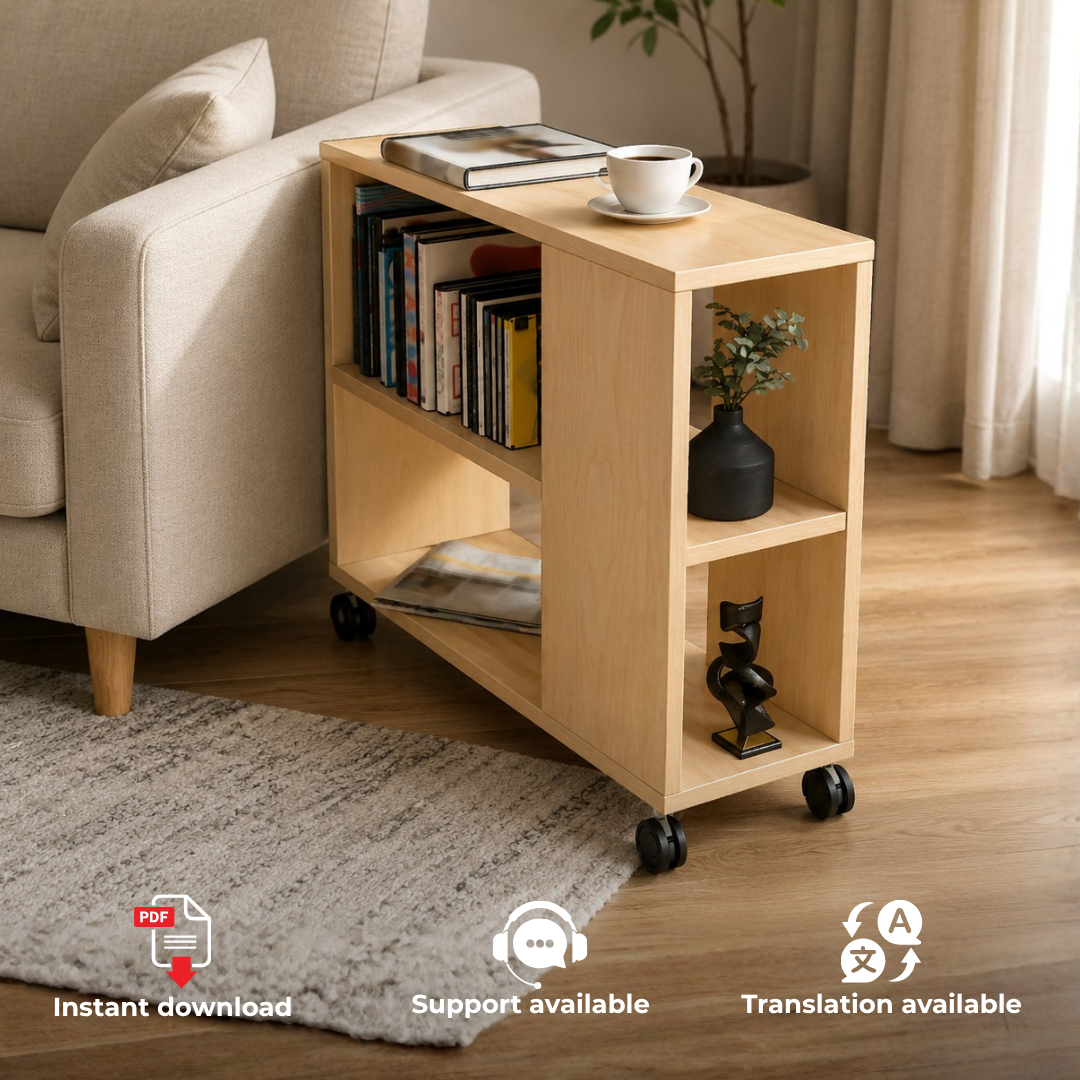 Sofa Side Table Plans PDF – DIY Wooden End Table with Storage