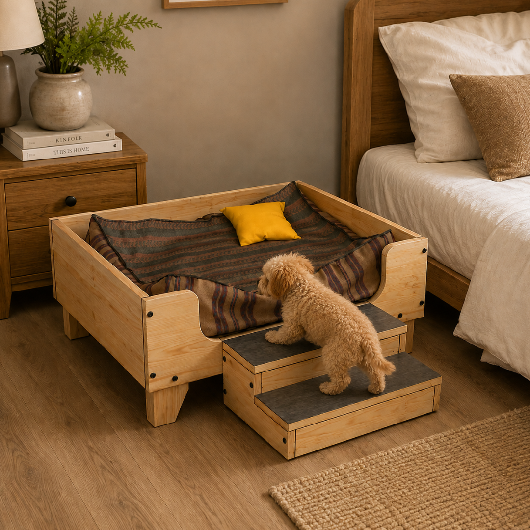 Cozy Dog Bed with Stairs: DIY Printable Woodworking Plan (PDF Download)