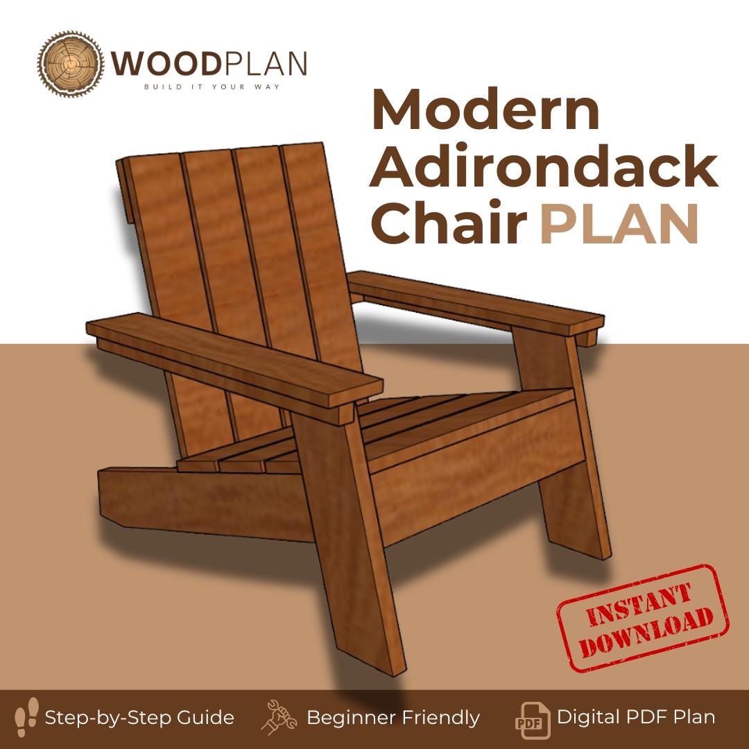 Adirondack Chair Plans PDF: Beginner DIY Woodworking Project (Digital Download Blueprint Design)
