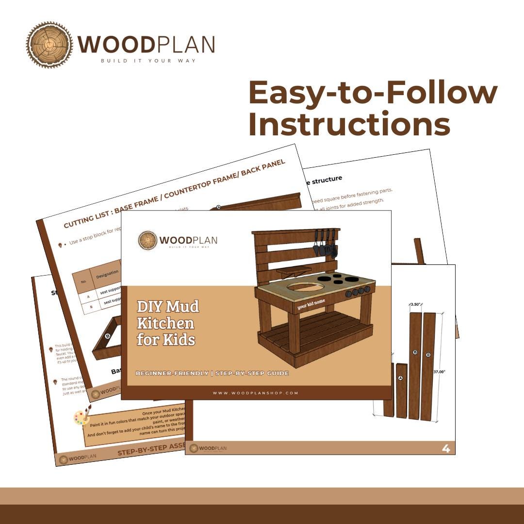 Kids Mud Kitchen Woodworking Plan – Printable DIY Outdoor Play Station