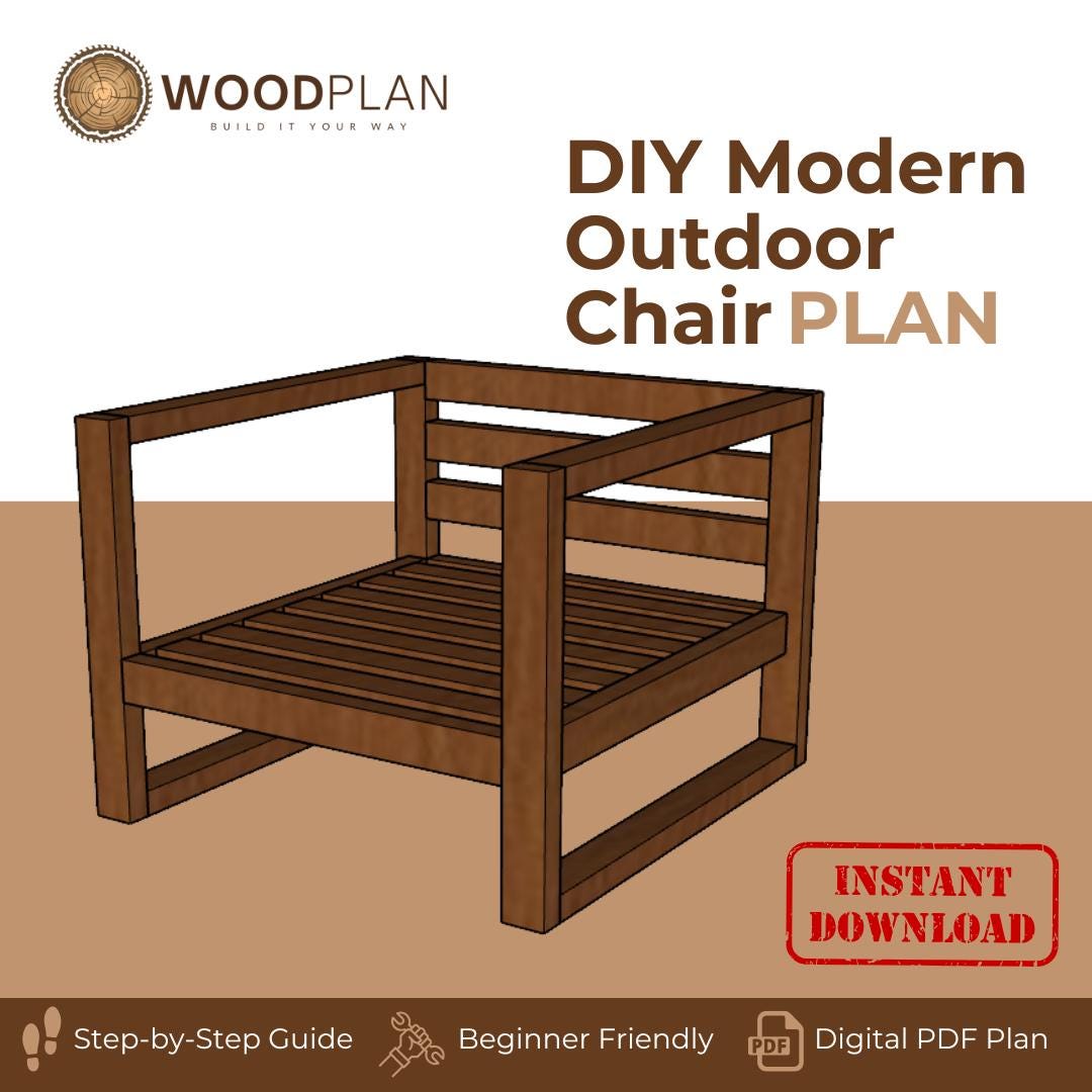 Modern Outdoor Chair | Outdoor Furniture Woodworking | Beginner-Friendly PDF