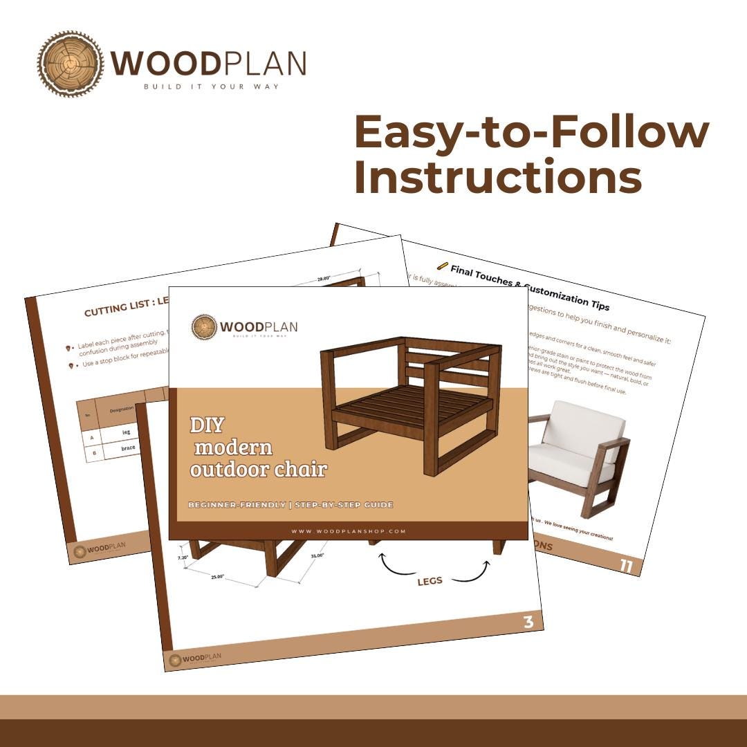 Modern Outdoor Chair | Outdoor Furniture Woodworking | Beginner-Friendly PDF
