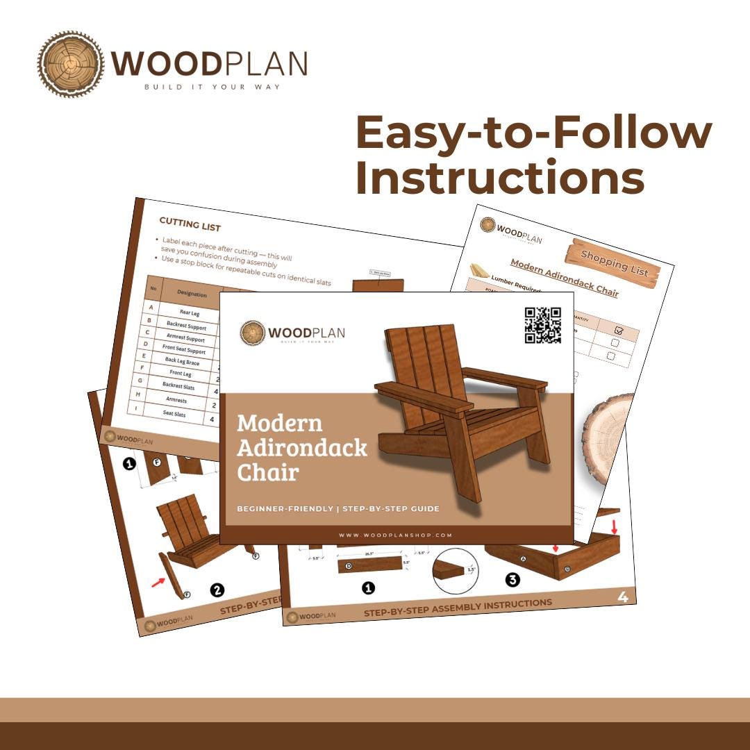 Adirondack Chair Plans PDF: Beginner DIY Woodworking Project (Digital Download Blueprint Design)