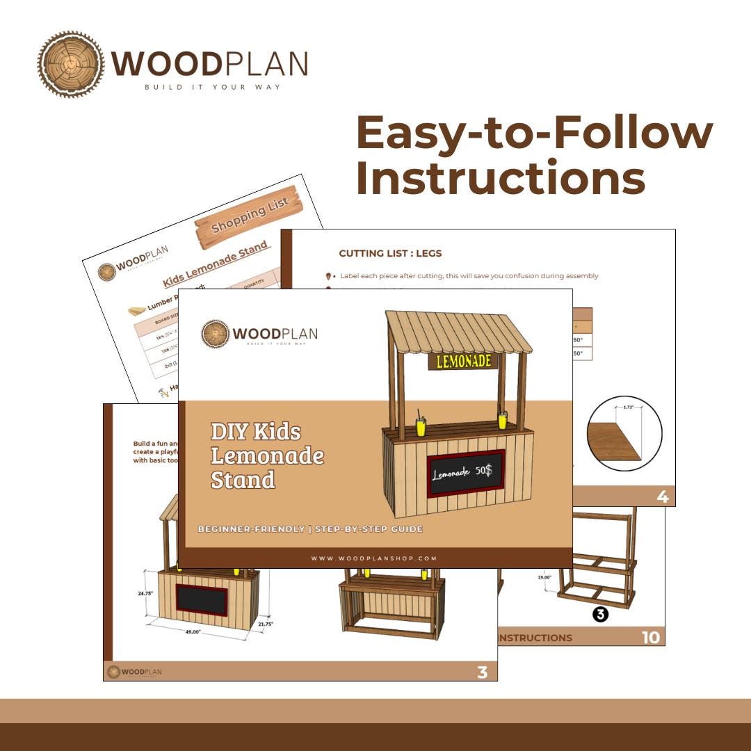 DIY Kids Lemonade Stand Plans PDF: Beginner Woodworking Project (Digital Download)