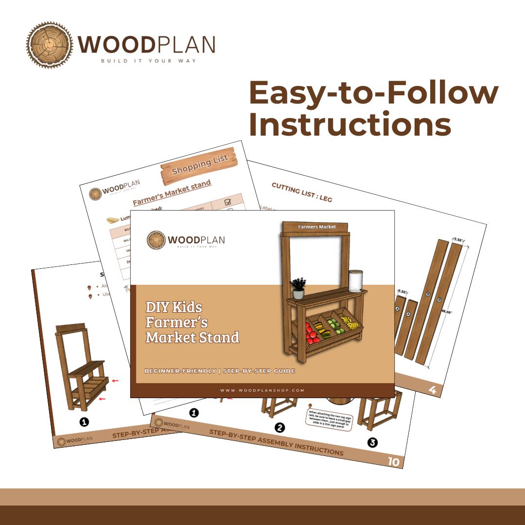 Farmer’s Market Stand Woodworking Plan – DIY Digital PDF | Easy Outdoor Build for Kids
