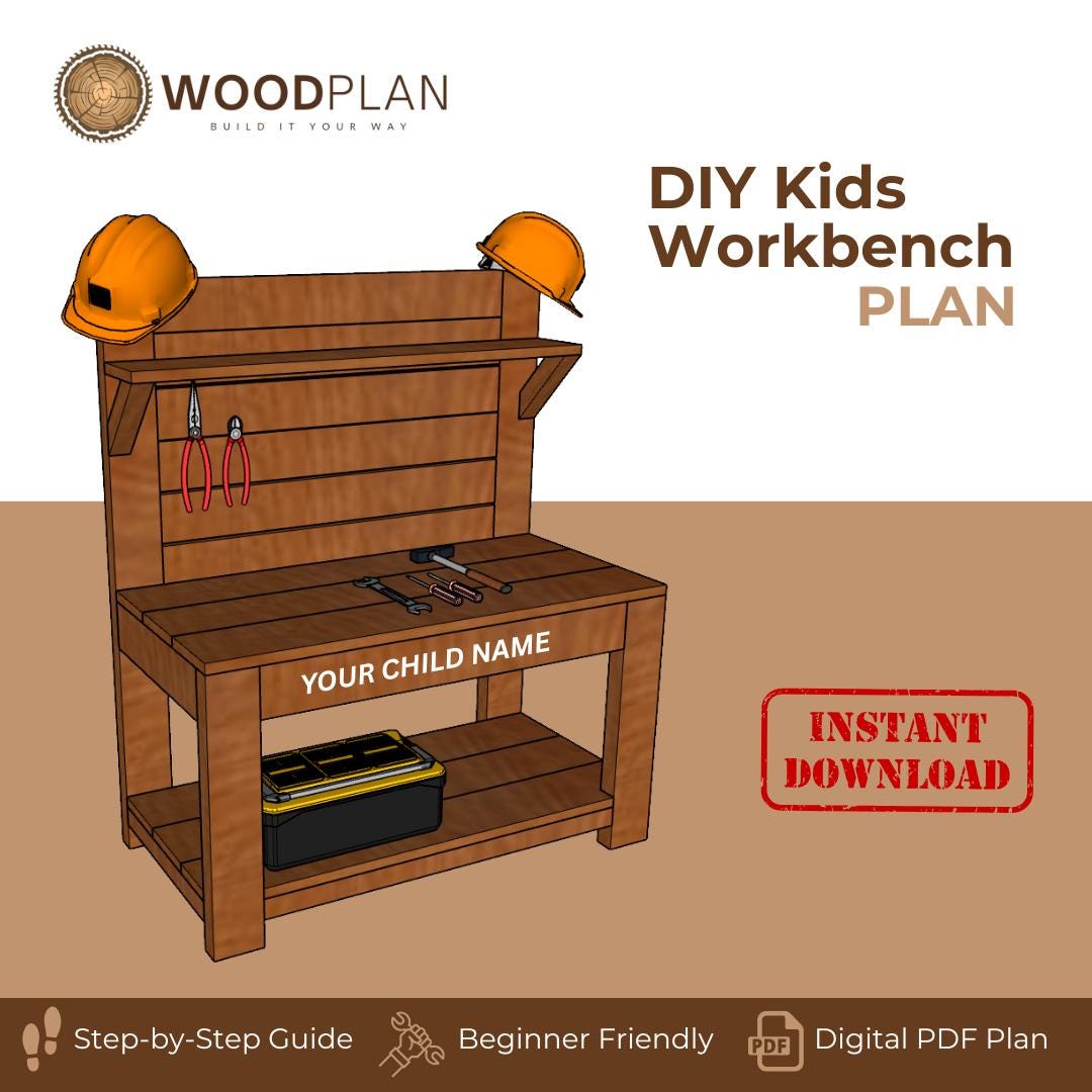 Kids Workbench Plans: DIY Woodworking Bench PDF (Beginner Project Digital Download