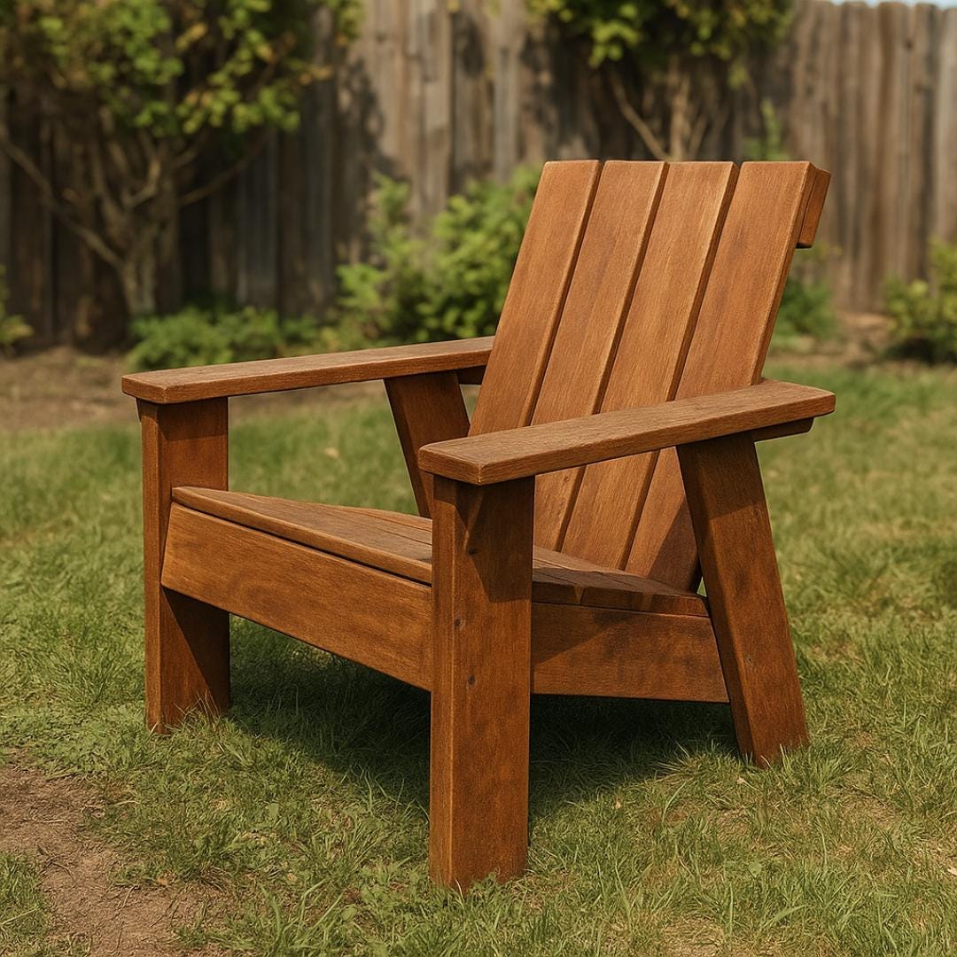 DIY 4-Leg Adirondack Chair Plan | Outdoor Furniture Woodworking | Beginner-Friendly PDF