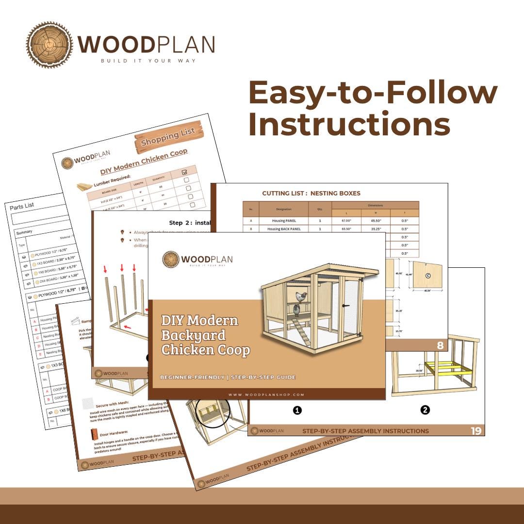 Chicken Coop Woodworking Plan | Easy Backyard Hen House DIY | PDF Digital Download