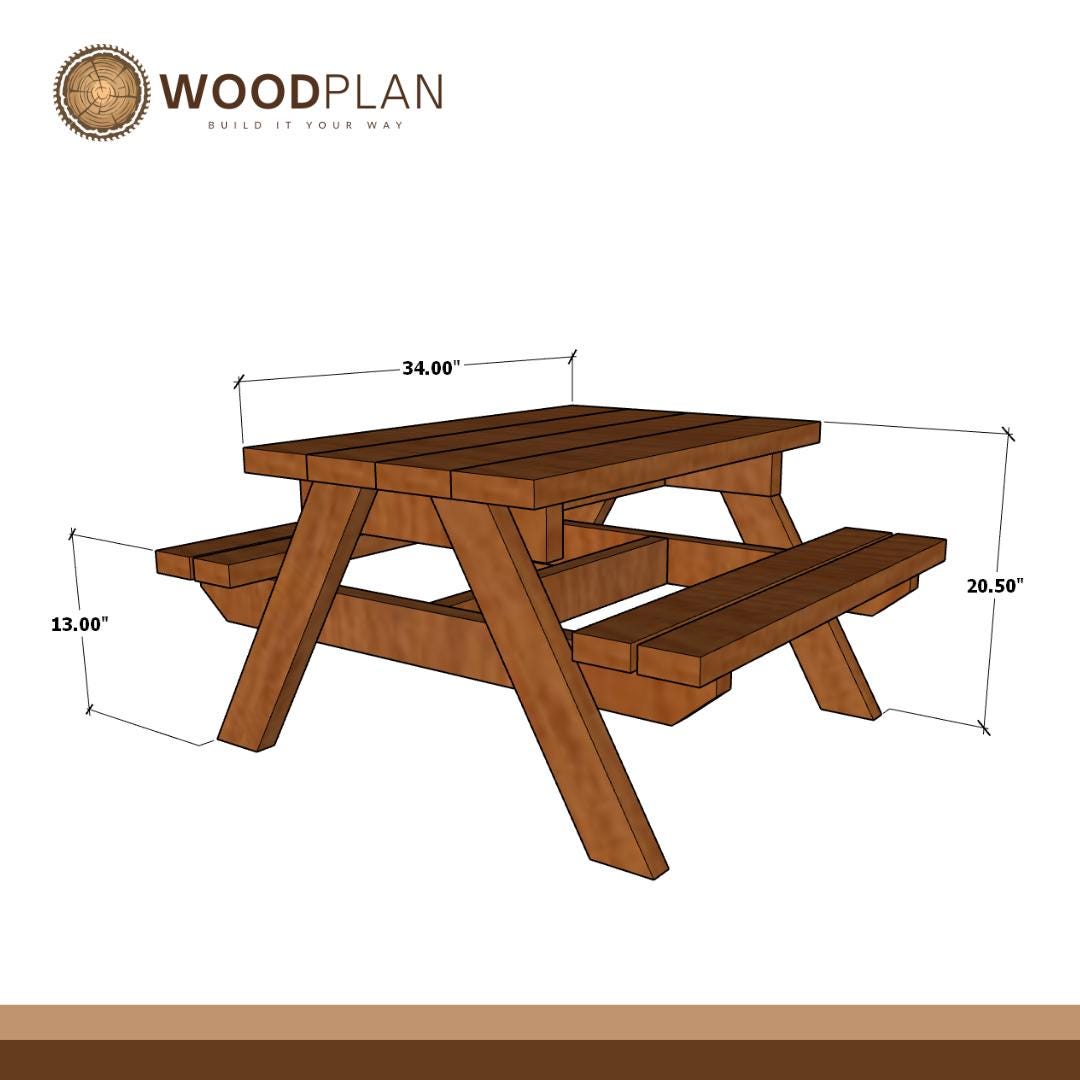 Kids Picnic Table Woodworking Plans: Beginner DIY Project (Digital Download)