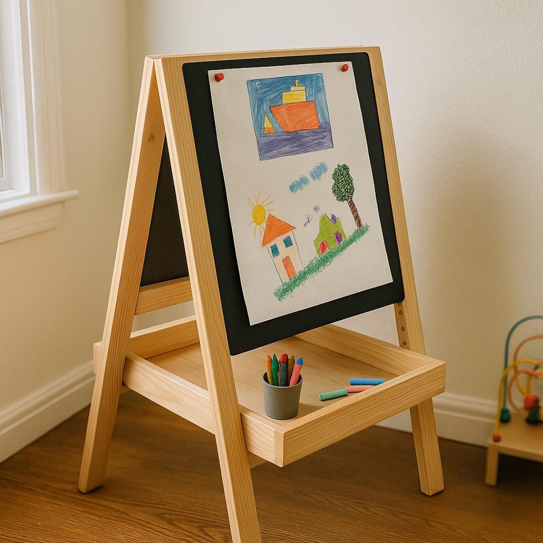 Foldable Double-Sided Kids’ Easel – Adjustable, Space-Saving DIY Woodworking Plan