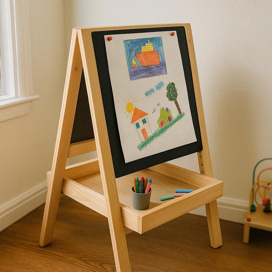 Foldable Double-Sided Kids’ Easel – Adjustable, Space-Saving DIY Woodworking Plan