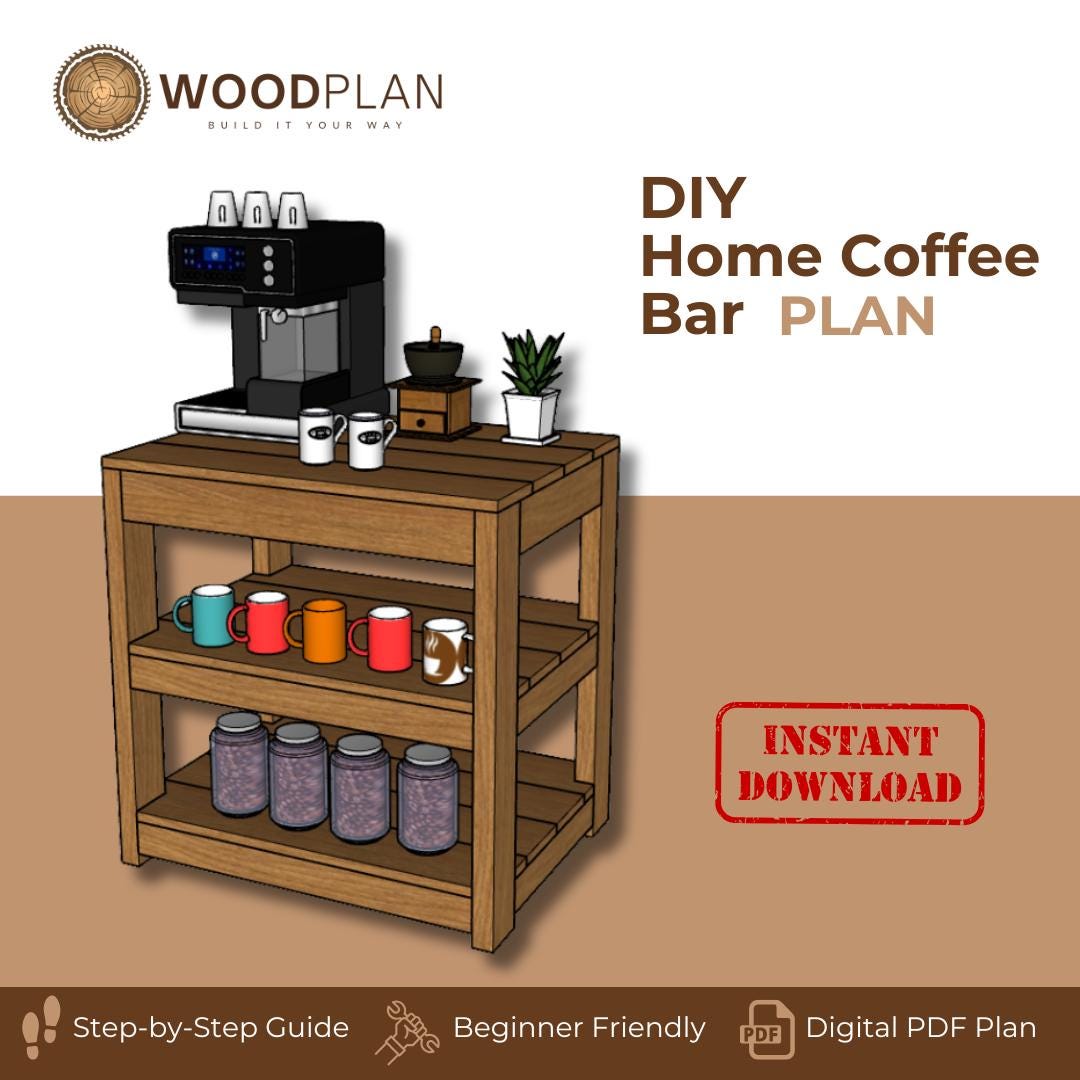 DIY Coffee Bar Station – Printable Woodworking Plan | Digital Download