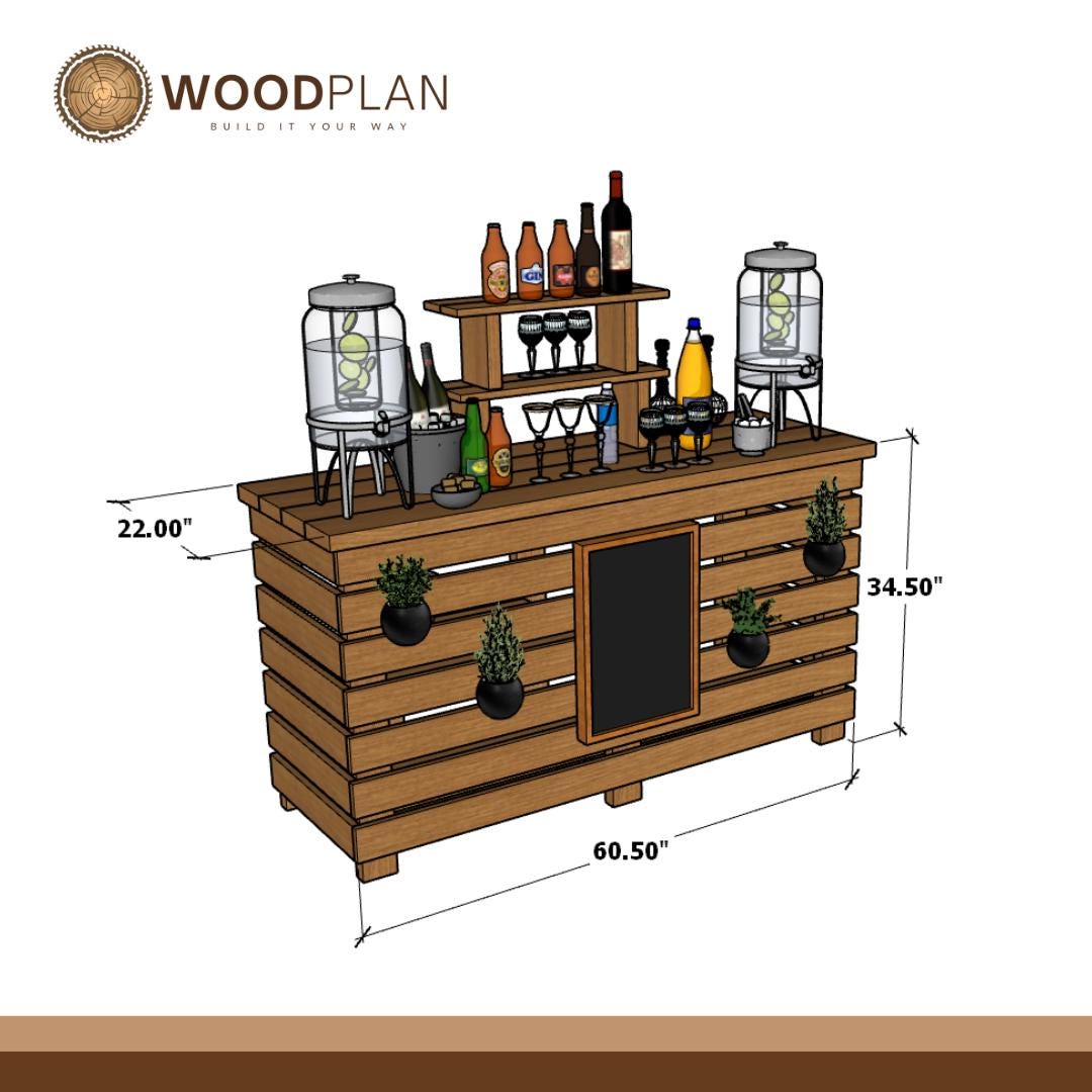 DIY Summer Drink Station Plan: Outdoor Beverage Bar, Party Cart (PDF Download)