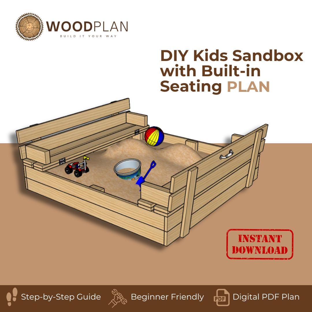 DIY Kids Sandbox with Seating: Woodworking Plan (PDF Download