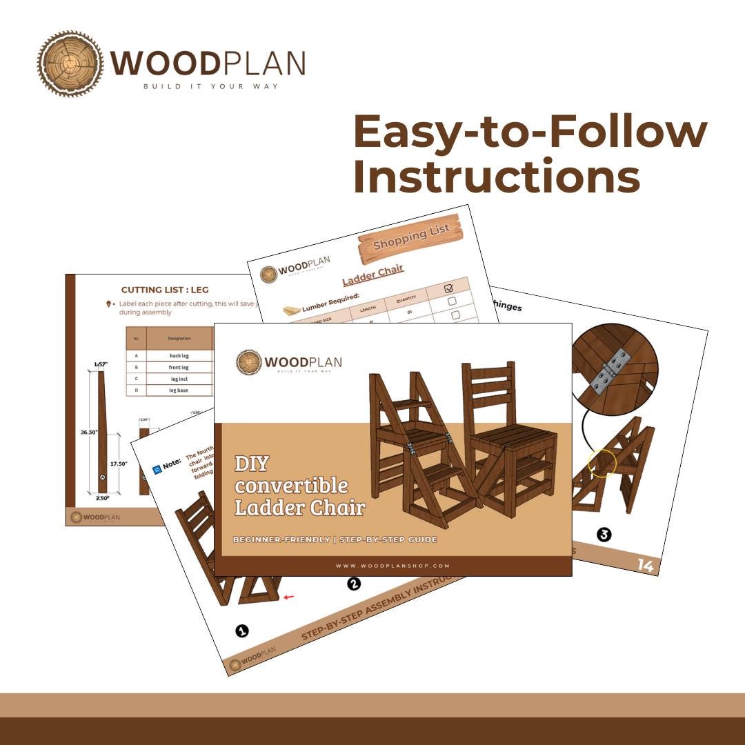 2-in-1 Convertible Ladder Chair – Printable Woodworking Plan (Chair + Step Stool)