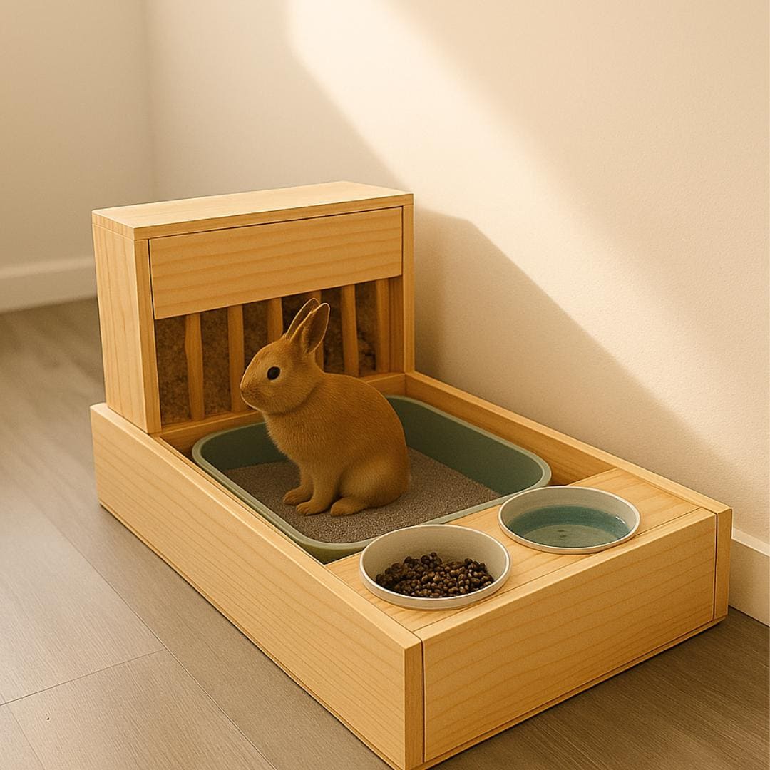 Rabbit Hutch Woodworking Plan: Litter Box, Hay Feeder & Bowls (Digital Download)