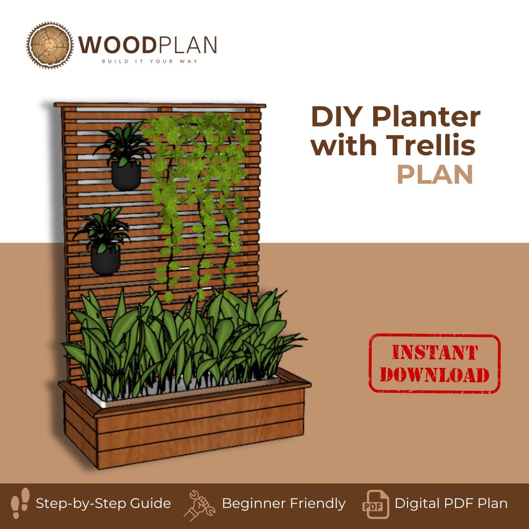 DIY Planter Trellis Woodworking Plan: Raised Bed PDF (Digital Download)