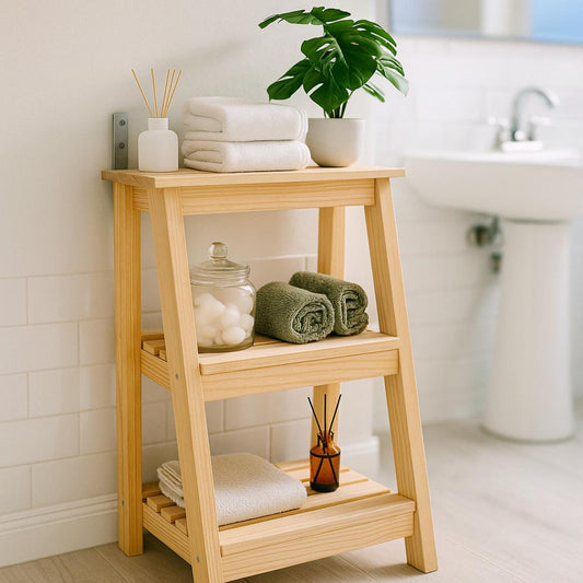 DIY 3-Tier Bathroom Organizer Woodworking Plan | Ladder Shelf for Towels & Toiletries | Beginner-Friendly