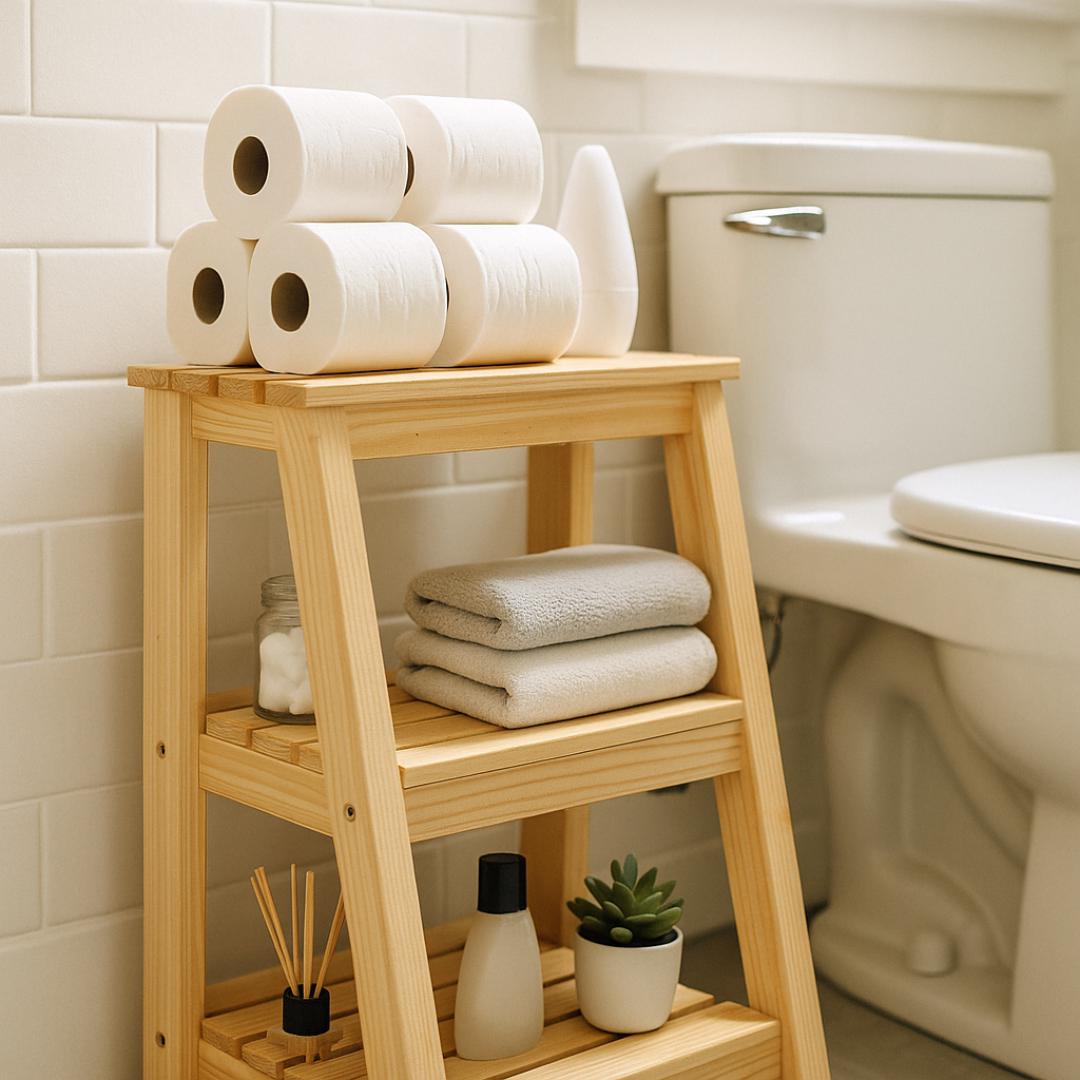DIY 3-Tier Bathroom Organizer Woodworking Plan | Ladder Shelf for Towels & Toiletries | Beginner-Friendly