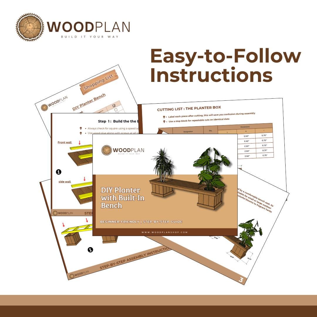 DIY Planter Bench Woodworking Plans: Garden Seat with Double Planters (PDF Download)