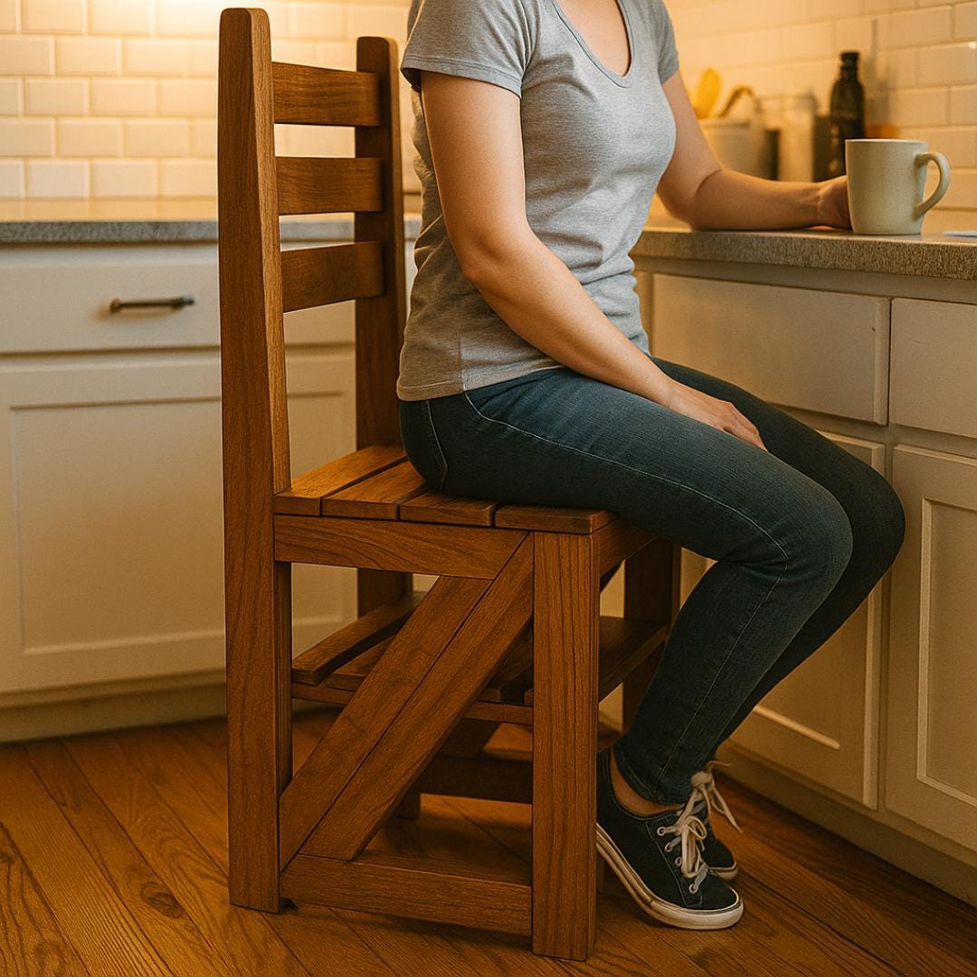 2-in-1 Convertible Ladder Chair – Printable Woodworking Plan (Chair + Step Stool)