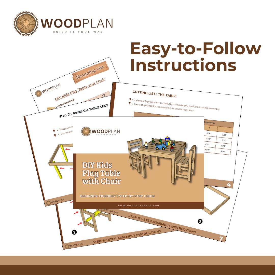 Kids Play Table with Chair Plan: Beginner DIY Woodworking Project (Printable PDF)