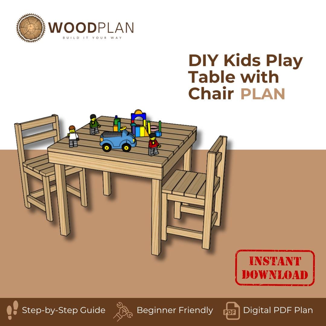 Kids Play Table with Chair Plan: Beginner DIY Woodworking Project (Printable PDF)