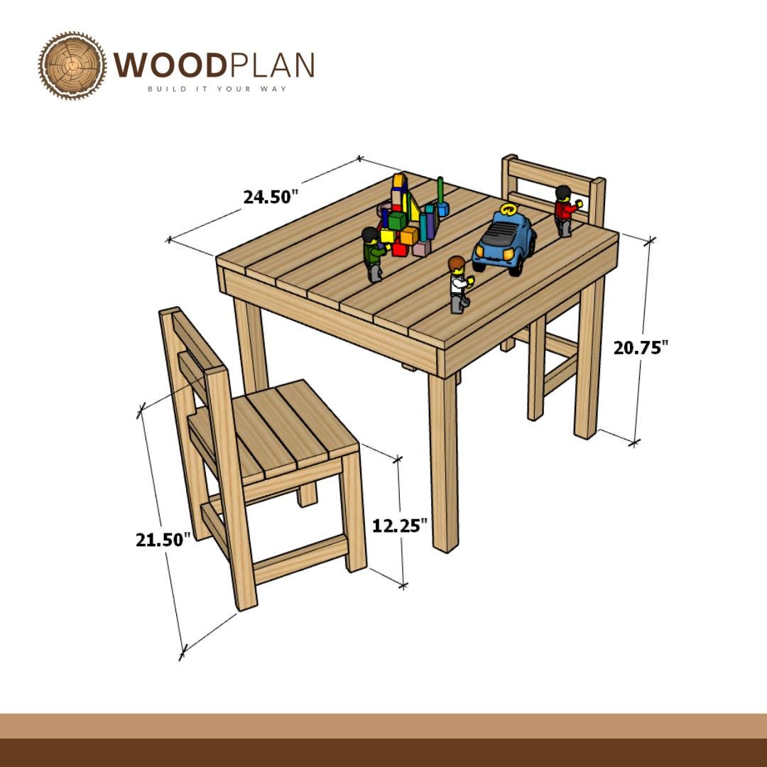 Kids Play Table with Chair Plan: Beginner DIY Woodworking Project (Printable PDF)