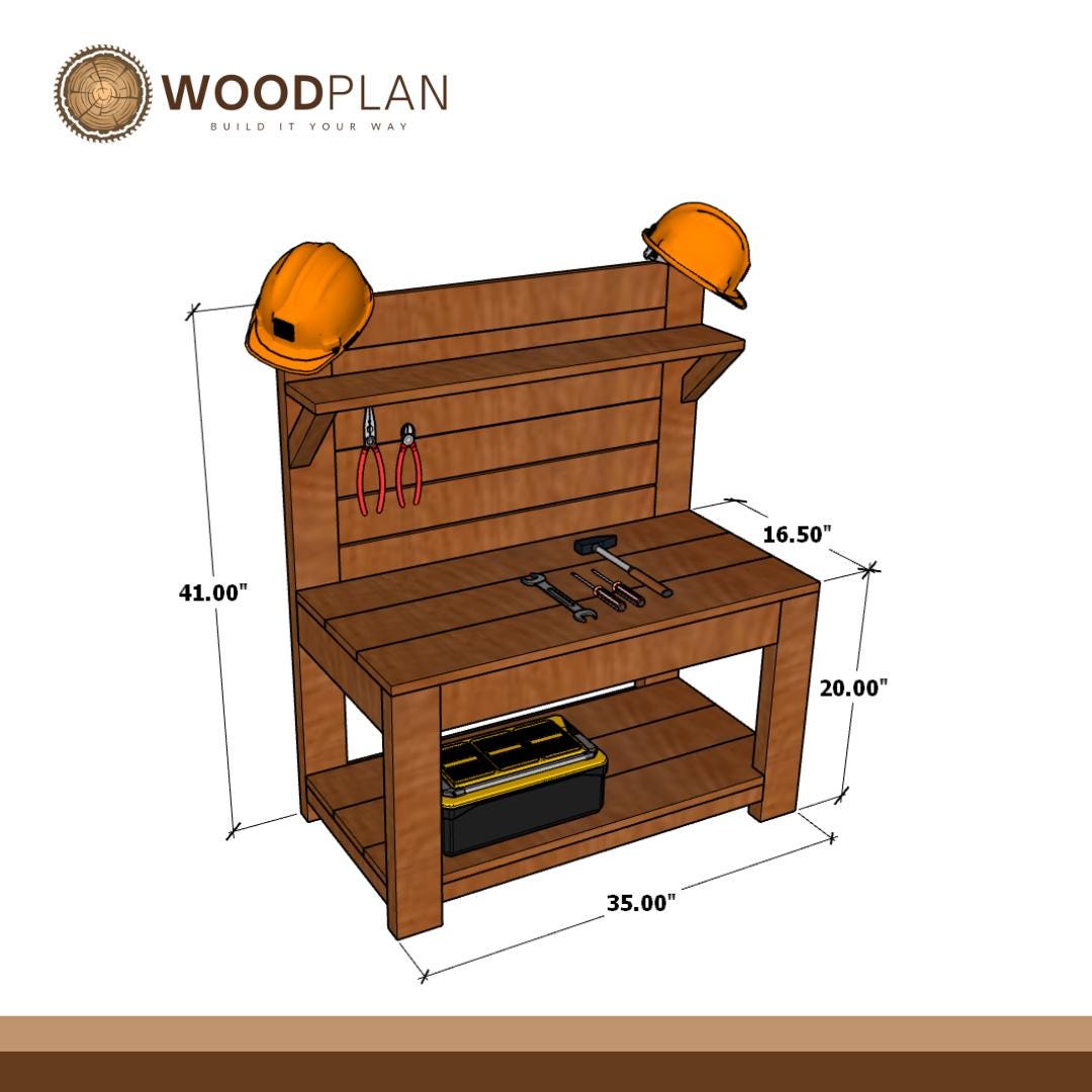 Kids Workbench Plans: DIY Woodworking Bench PDF (Beginner Project Digital Download