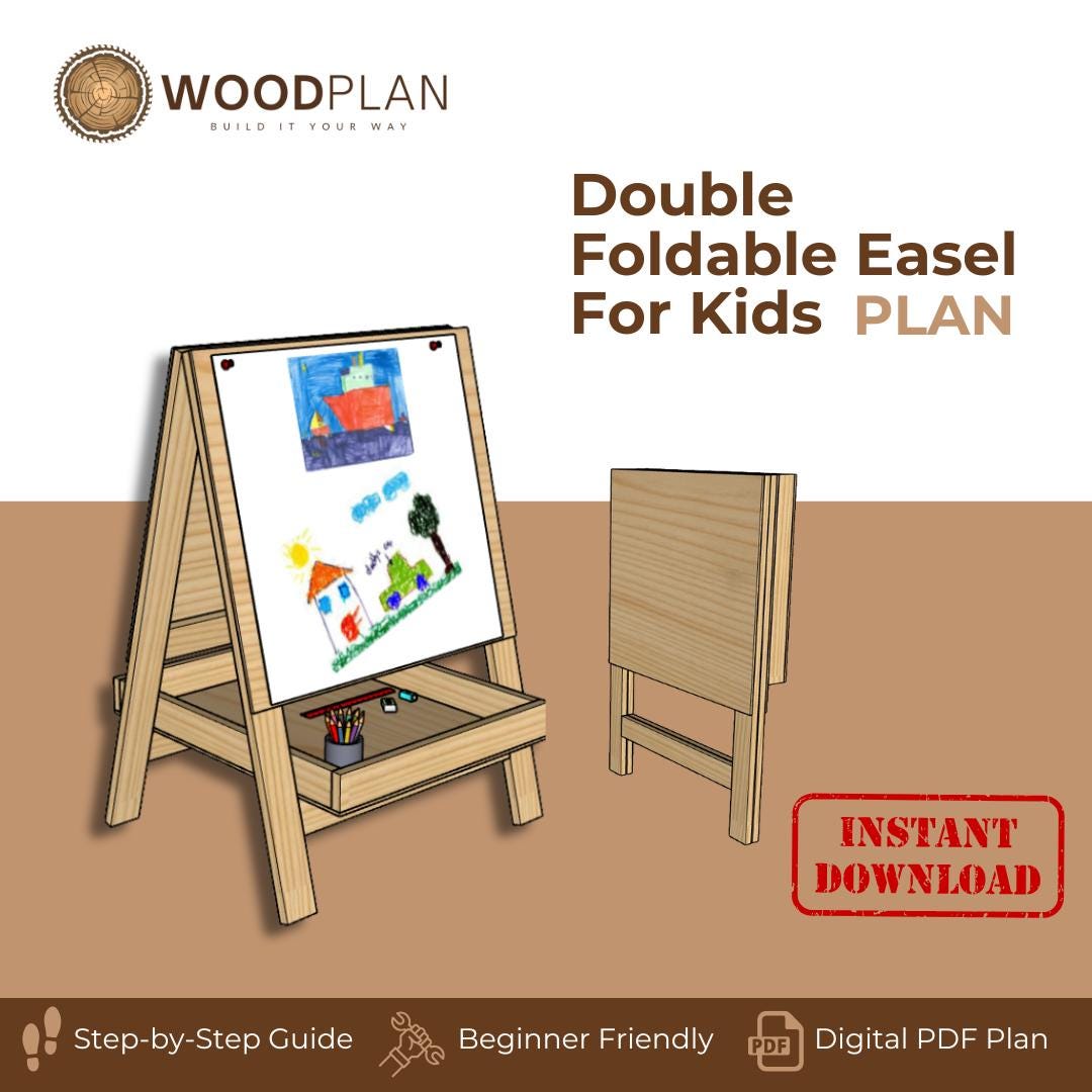 Foldable Double-Sided Kids’ Easel – Adjustable, Space-Saving DIY Woodworking Plan