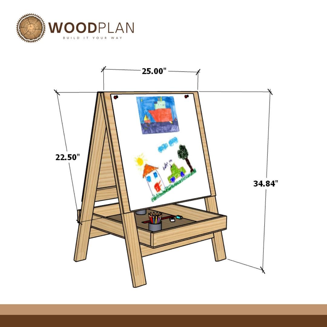Foldable Double-Sided Kids’ Easel – Adjustable, Space-Saving DIY Woodworking Plan