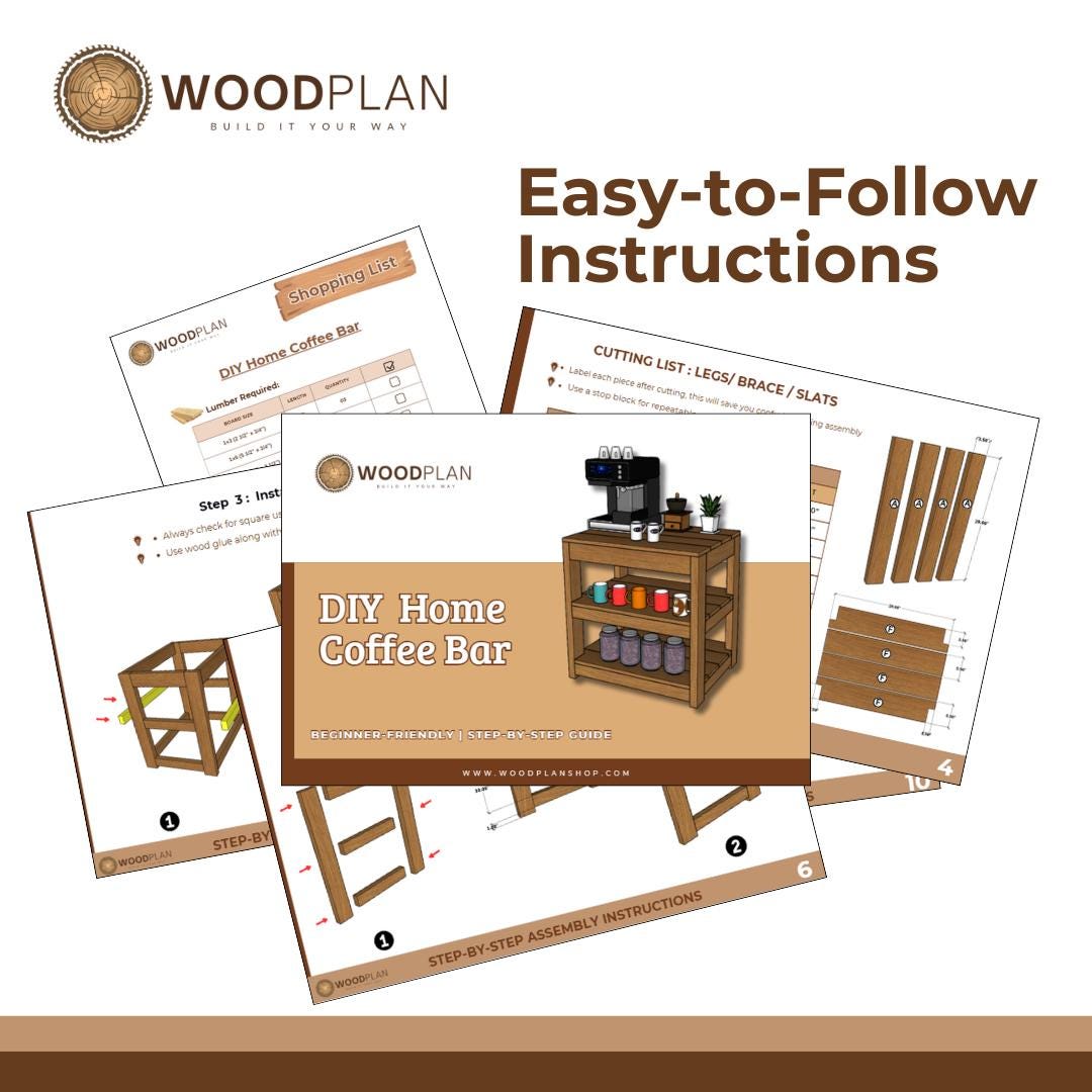 DIY Coffee Bar Station – Printable Woodworking Plan | Digital Download