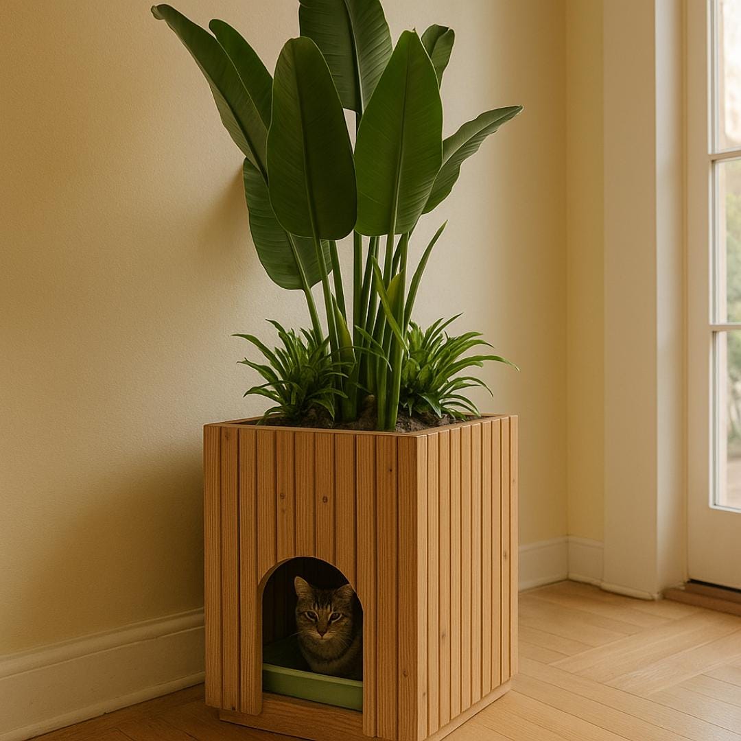 Hidden Cat Litter Box Planter: DIY Woodworking Furniture Plan (Digital PDF)