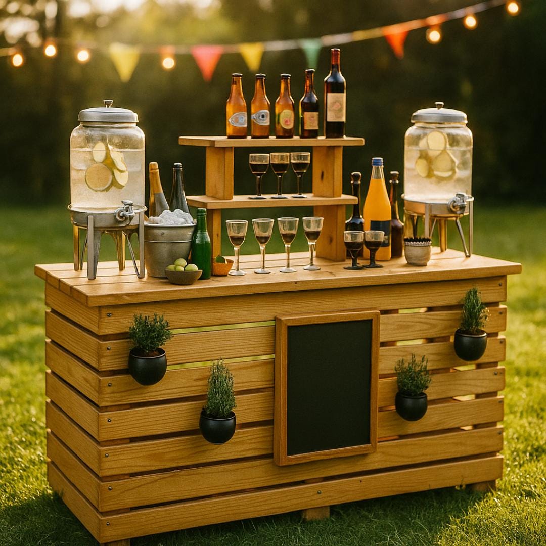 DIY Summer Drink Station Plan: Outdoor Beverage Bar, Party Cart (PDF Download)